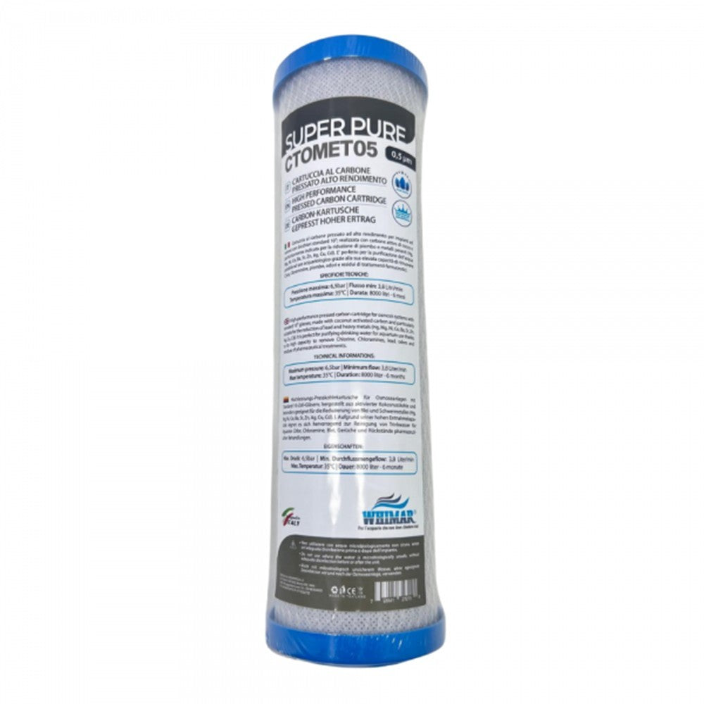 Whimar - SuperPure CTOMET05 - cartuccia carbon Block 0,5um ricambio per impianti osmosi 10"