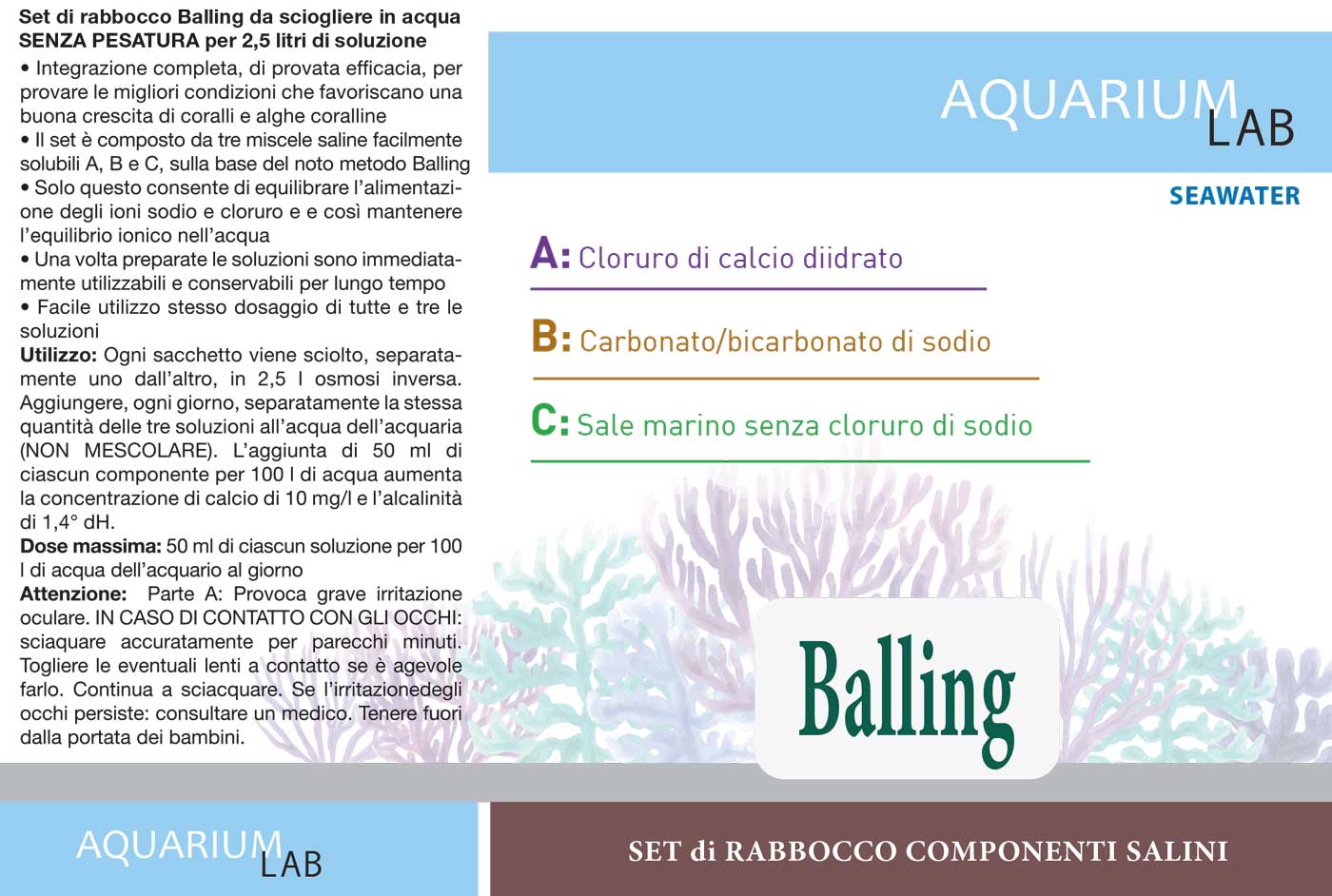 Balling Aquariumlab - 3 Componenti per 2.5 LT